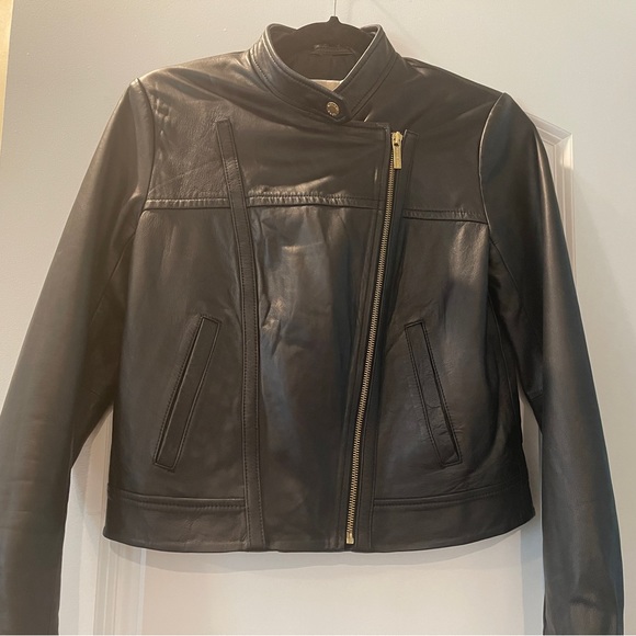 Michael Kors, vegan leather jacket with gold zipper.Only used few times. - Picture 1 of 3